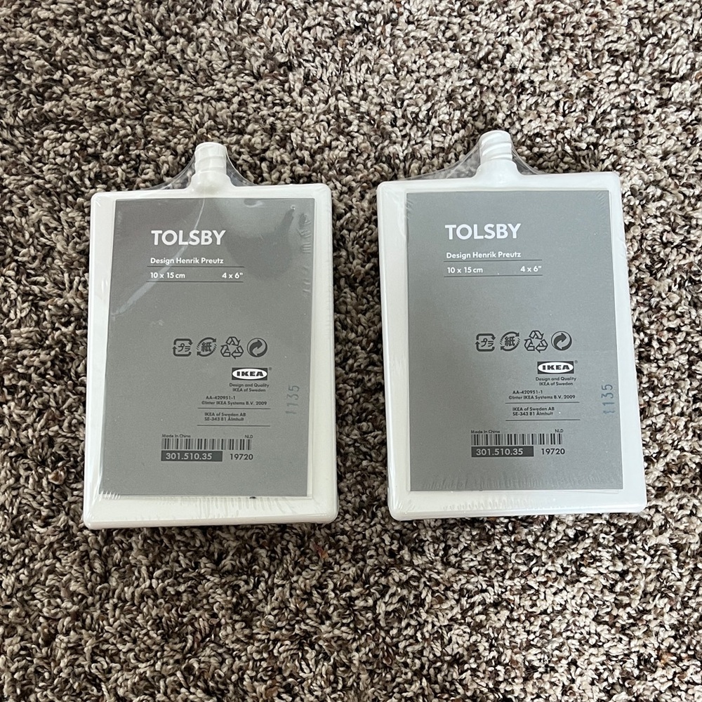IKEA White TOLSBY Rectangular Photo Frames, set of 2, new, sealed package